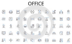 Office line icons collection. Luxury, Chic, Intimate, Trendy, Stylish, Cozy, Unique vector and linear illustration