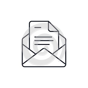 Office mail, open envelope, email thin line icon. Linear vector symbol