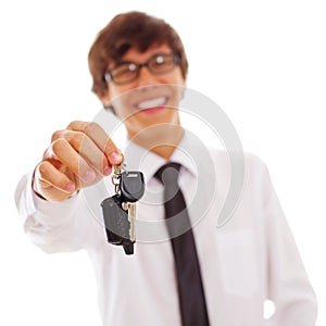 Office man with car keys