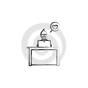 Office man love work outline icon. Element of office life illustration. Premium quality graphic design icon. Signs and symbols col