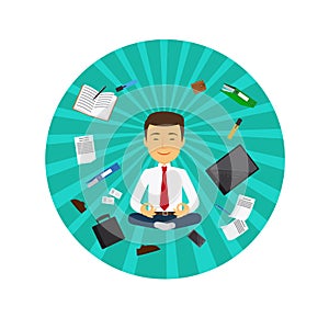 Office man meditation circle icon