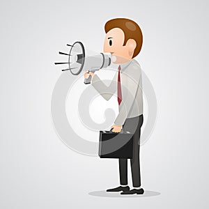 Office man shouting in megaphone