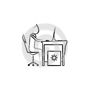 Office man working outline icon. Element of office life illustration. Premium quality graphic design icon. Signs and symbols colle photo