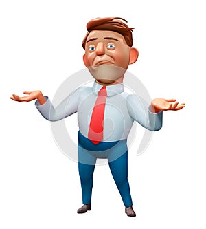 Office manager cartoon discouraged character 3d illustration