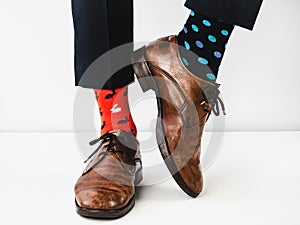 Office Manager in stylish shoes and bright socks