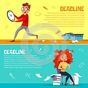 Office managers deadline vector cartoon illustration