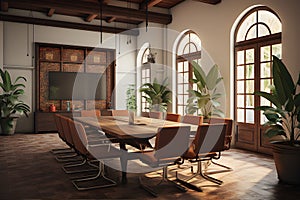 Office meeting room of Provencal Style Use a mix. AI Generated