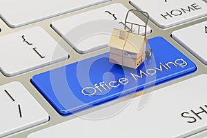 Office Move concept on red keyboard button, 3D rendering photo