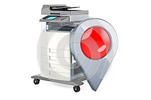 Office multifunction printer MFP with map pointer, 3D rendering