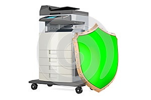 Office multifunction printer MFP with shield. 3D rendering