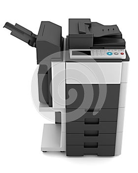 Office multifunction printer on white