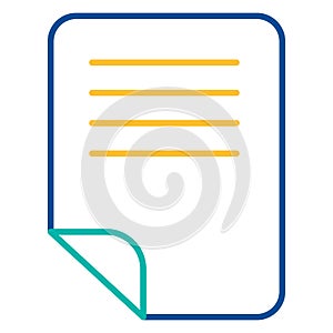 Office notes folder blue and yellow linear icon