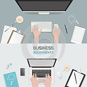 Office object business activity flat vector