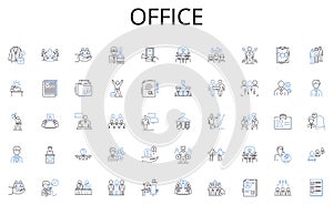 Office line icons collection. Budgeting, Investments, Savings, Taxes, Analysis, Planning, Accounting vector and linear