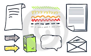 Office Paper and Arrowheads Isolated Icons Vector