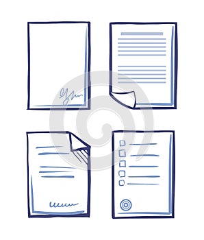 Office Paper and Documentation Sketches Vector