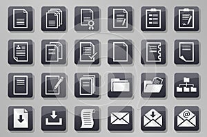 Office paper grey button set