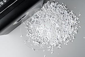 Office paper shredding machine device close up photo