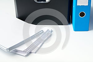 Office paper shredding machine device close up photo