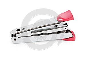 Office paper stapler on white