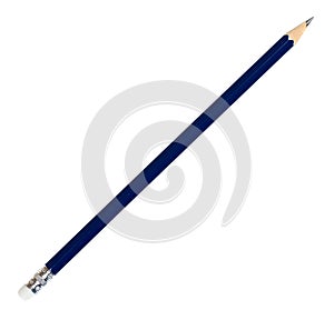 Office pencil with eraser on the end. Tool for writing and drawing