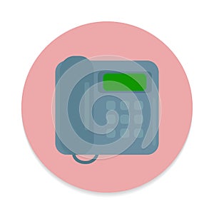 Office phone flat icon. Round colorful button, telephone circular vector sign