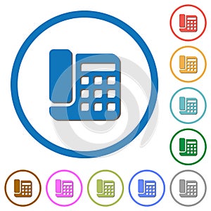 Office phone icons with shadows and outlines