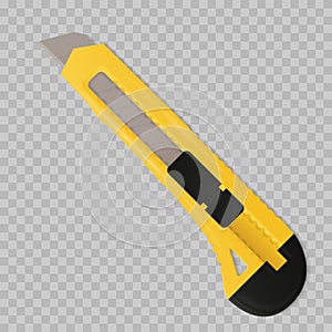 Office plastic paper knife illustration-separated and grouped elements, retractable blade