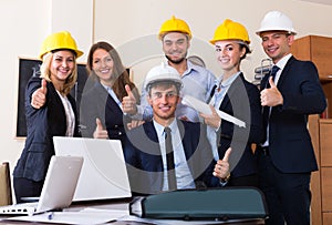 Office portrait of working team.