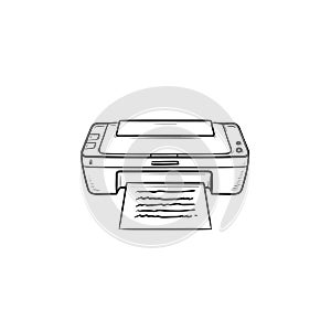 Office printer hand drawn outline doodle icon.