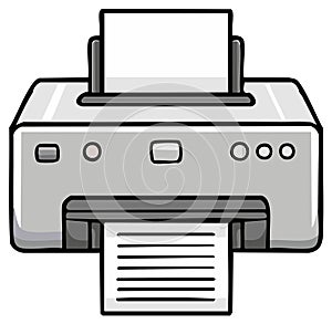 Office printer machine illustration printing a paper document vector icon