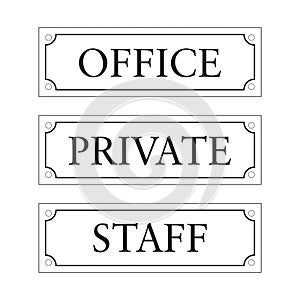 Office, private and staff retro style banners on a white background