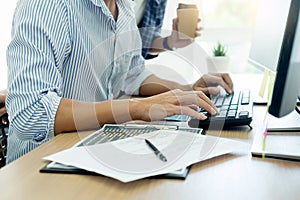 IT office Programmers software development coding technologies On Computer working in a company office