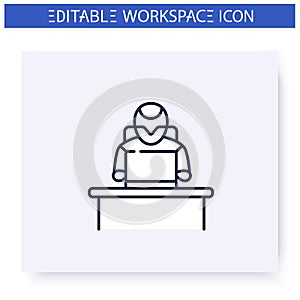Office robot line icon. Editable illustration