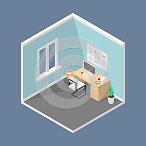 Office Room isometric flat design vector