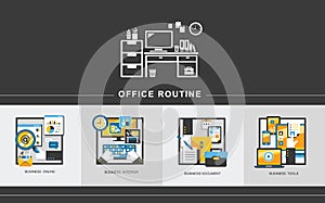 Office routine concept in flat design