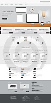 Office scene one page website design template. Vector Eps 10