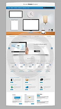 Office scene one page website design template. Vector Eps 10
