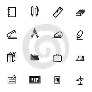 Office school class object icon set vector