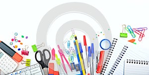 Office - school supplies on white background