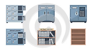 Office and Security Storage Solutions Vector Set