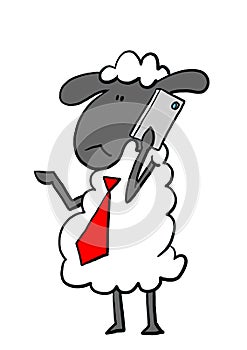 Office sheep talking on phone