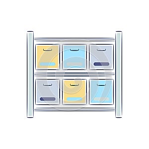 Office shelf with documents line ison vector. photo
