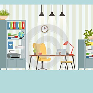 Office space working place of businessman or manager vector interior