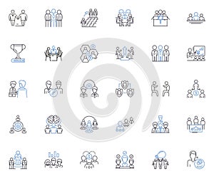 Office staff line icons collection. Productivity, Communication, Teamwork, Efficiency, Collaboration, Organization photo