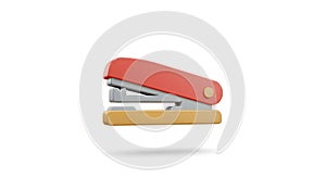 Office Stapler Illustration Red and Beige for Paper Document Binding