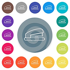 Office stapler outline flat white icons on round color backgrounds photo