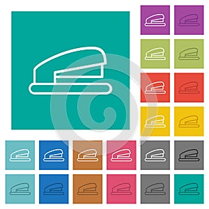 Office stapler outline square flat multi colored icons photo