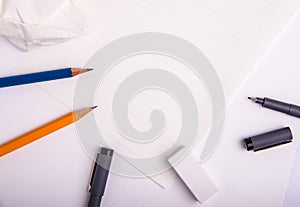 Office stationary on white background