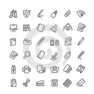 Office stationery - minimal thin line web icon set